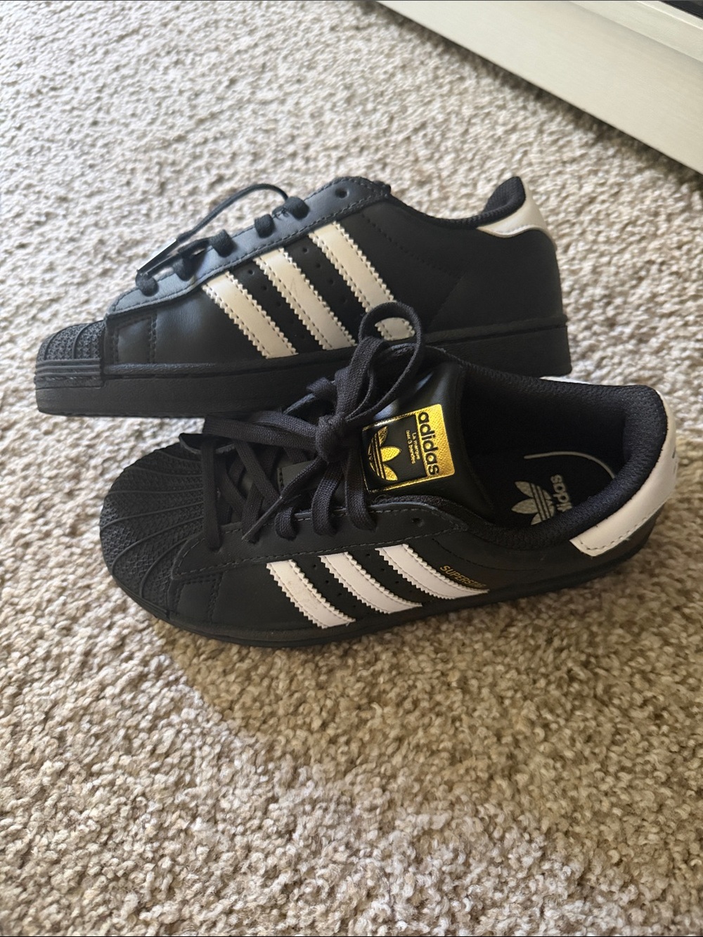 adidas Kids Black Sneakers with White Stripes